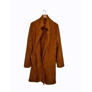 SHEIN Light Brown Teddy Midi Coat